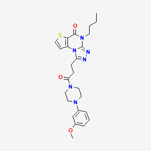 molecular formula C25H30N6O3S B2529394 4-丁基-1-(3-(4-(3-甲氧基苯基)哌嗪-1-基)-3-氧代丙基)噻吩[2,3-e][1,2,4]三唑并[4,3-a]嘧啶-5(4H)-酮 CAS No. 1189979-87-0