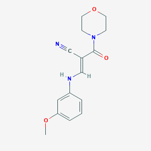 molecular formula C15H17N3O3 B2529398 (E)-3-((3-methoxyphenyl)amino)-2-(morpholine-4-carbonyl)acrylonitrile CAS No. 315697-61-1