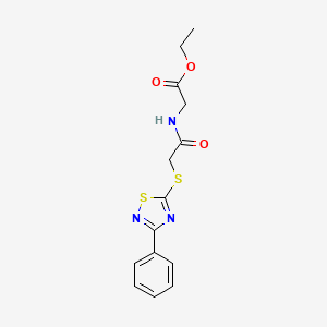 molecular formula C14H15N3O3S2 B2529399 2-(2-((3-苯基-1,2,4-噻二唑-5-基)硫代)乙酰氨基)乙酸乙酯 CAS No. 864856-31-5
