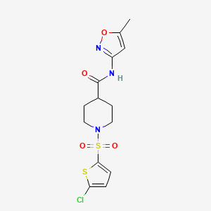 molecular formula C14H16ClN3O4S2 B2529403 1-((5-氯噻吩-2-基)磺酰基)-N-(5-甲基异恶唑-3-基)哌啶-4-甲酰胺 CAS No. 900001-61-8