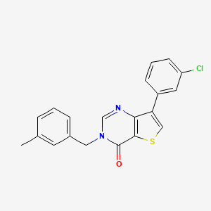 molecular formula C20H15ClN2OS B2529414 7-(3-chlorophenyl)-3-(3-methylbenzyl)thieno[3,2-d]pyrimidin-4(3H)-one CAS No. 1326860-93-8