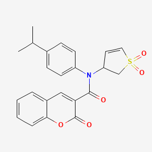 molecular formula C23H21NO5S B2529416 N-(1,1-dioxido-2,3-dihydrothiophen-3-yl)-N-(4-isopropylphenyl)-2-oxo-2H-chromene-3-carboxamide CAS No. 863445-27-6