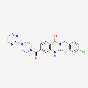 B2529419 3-[(4-chlorophenyl)methyl]-7-(4-pyrimidin-2-ylpiperazine-1-carbonyl)-2-sulfanylidene-1H-quinazolin-4-one CAS No. 422283-41-8