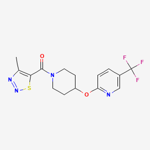 B2529430 (4-Methyl-1,2,3-thiadiazol-5-yl)(4-((5-(trifluoromethyl)pyridin-2-yl)oxy)piperidin-1-yl)methanone CAS No. 1421531-25-0