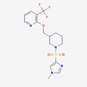 B2529436 2-[[1-(1-Methylimidazol-4-yl)sulfonylpiperidin-3-yl]methoxy]-3-(trifluoromethyl)pyridine CAS No. 2380040-58-2
