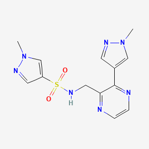 molecular formula C13H15N7O2S B2529442 1-methyl-N-((3-(1-methyl-1H-pyrazol-4-yl)pyrazin-2-yl)methyl)-1H-pyrazole-4-sulfonamide CAS No. 2034364-71-9