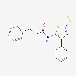 molecular formula C19H18N2OS2 B2529445 N-(2-(methylthio)-4-phenylthiazol-5-yl)-3-phenylpropanamide CAS No. 1049239-51-1
