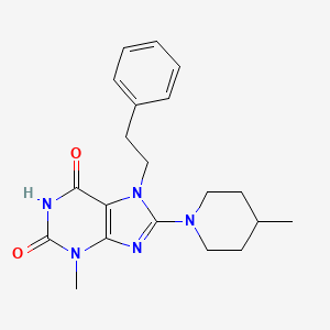 molecular formula C20H25N5O2 B2529446 3-methyl-8-(4-methylpiperidin-1-yl)-7-phenethyl-1H-purine-2,6(3H,7H)-dione CAS No. 919017-74-6