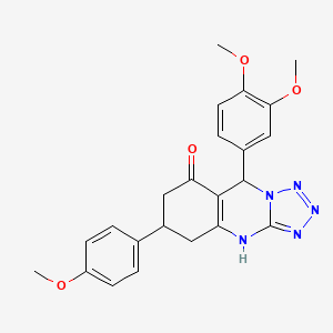 molecular formula C23H23N5O4 B2529452 9-(3,4-dimethoxyphenyl)-6-(4-methoxyphenyl)-5,6,7,9-tetrahydrotetrazolo[5,1-b]quinazolin-8(4H)-one CAS No. 923243-49-6