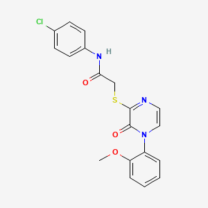 molecular formula C19H16ClN3O3S B2529455 N-(4-氯苯基)-2-[4-(2-甲氧基苯基)-3-氧代吡嗪-2-基]硫代乙酰胺 CAS No. 899759-40-1