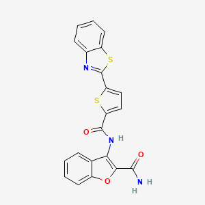 molecular formula C21H13N3O3S2 B2529461 3-(5-(苯并[d]噻唑-2-基)噻吩-2-甲酰胺基)苯并呋喃-2-甲酰胺 CAS No. 864939-12-8