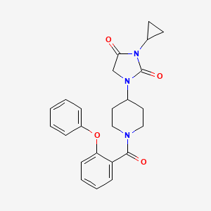 molecular formula C24H25N3O4 B2529462 3-Cyclopropyl-1-[1-(2-phenoxybenzoyl)piperidin-4-yl]imidazolidine-2,4-dione CAS No. 2097925-09-0