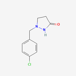molecular formula C10H11ClN2O B2529468 1-[(4-Chlorophenyl)methyl]pyrazolidin-3-one CAS No. 17826-71-0