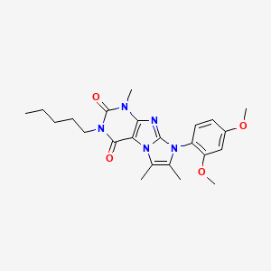 molecular formula C23H29N5O4 B2529469 8-(2,4-二甲氧基苯基)-1,6,7-三甲基-3-戊基-1H-咪唑并[2,1-f]嘌呤-2,4(3H,8H)-二酮 CAS No. 887458-36-8