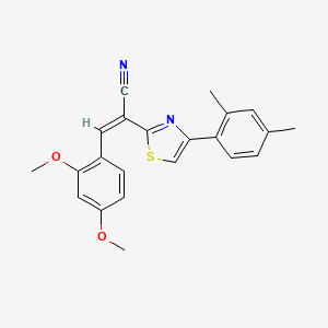 molecular formula C22H20N2O2S B2529470 (Z)-3-(2,4-二甲氧基苯基)-2-(4-(2,4-二甲基苯基)噻唑-2-基)丙烯腈 CAS No. 476671-62-2