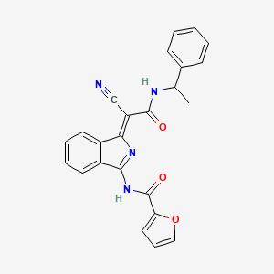 (Z)-N-(1-(1-cyano-2-oxo-2-((1-phenylethyl)amino)ethylidene)-1H-isoindol-3-yl)furan-2-carboxamide