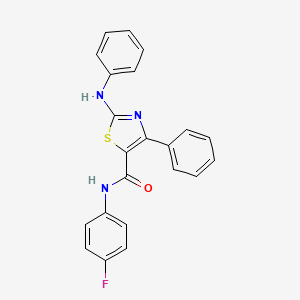 molecular formula C22H16FN3OS B2529475 N-(4-fluorophenyl)-4-phenyl-2-(phenylamino)thiazole-5-carboxamide CAS No. 670268-18-5
