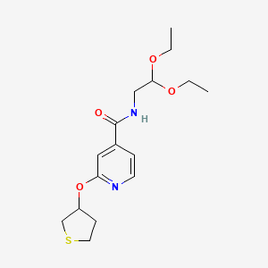 molecular formula C16H24N2O4S B2529488 N-(2,2-二乙氧基乙基)-2-((四氢噻吩-3-基)氧基)异烟酰胺 CAS No. 2034620-65-8