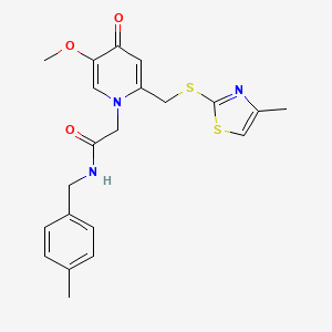 molecular formula C21H23N3O3S2 B2529493 2-(5-methoxy-2-(((4-methylthiazol-2-yl)thio)methyl)-4-oxopyridin-1(4H)-yl)-N-(4-methylbenzyl)acetamide CAS No. 920244-88-8