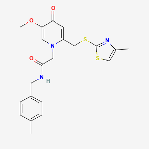 molecular formula C21H23N3O3S2 B2529493 2-(5-甲氧基-2-(((4-甲基噻唑-2-基)硫代)甲基)-4-氧代吡啶-1(4H)-基)-N-(4-甲基苄基)乙酰胺 CAS No. 920244-88-8