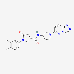 molecular formula C22H25N7O2 B2529498 N-(1-([1,2,4]triazolo[4,3-b]pyridazin-6-yl)pyrrolidin-3-yl)-1-(3,4-dimethylphenyl)-5-oxopyrrolidine-3-carboxamide CAS No. 2034424-96-7