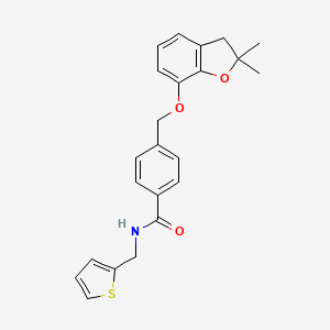 B2529507 4-[(2,2-dimethyl-3H-1-benzofuran-7-yl)oxymethyl]-N-(thiophen-2-ylmethyl)benzamide CAS No. 322678-98-8