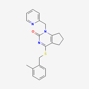 molecular formula C21H21N3OS B2529518 4-((2-methylbenzyl)thio)-1-(pyridin-2-ylmethyl)-6,7-dihydro-1H-cyclopenta[d]pyrimidin-2(5H)-one CAS No. 899957-91-6