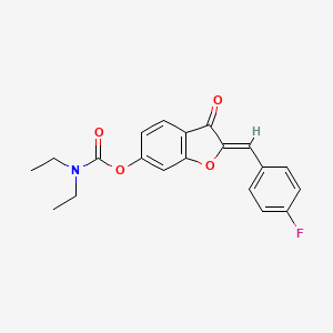 molecular formula C20H18FNO4 B2529523 (Z)-2-(4-fluorobenzylidene)-3-oxo-2,3-dihydrobenzofuran-6-yl diethylcarbamate CAS No. 623116-35-8