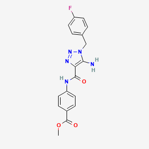 molecular formula C18H16FN5O3 B2529532 Methyl 4-[[5-amino-1-[(4-fluorophenyl)methyl]triazole-4-carbonyl]amino]benzoate CAS No. 899973-27-4