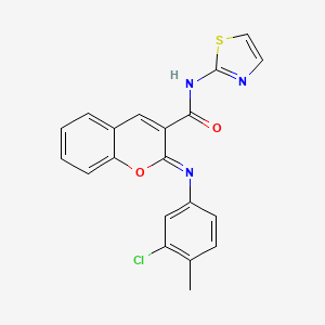 molecular formula C20H14ClN3O2S B2529533 (2Z)-2-[(3-chloro-4-methylphenyl)imino]-N-(1,3-thiazol-2-yl)-2H-chromene-3-carboxamide CAS No. 1327169-98-1