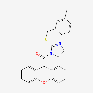 (2-((3-methylbenzyl)thio)-4,5-dihydro-1H-imidazol-1-yl)(9H-xanthen-9-yl)methanone