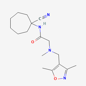 molecular formula C17H26N4O2 B2529537 N-(1-cyanocycloheptyl)-2-{[(3,5-dimethyl-1,2-oxazol-4-yl)methyl](methyl)amino}acetamide CAS No. 1311848-55-1