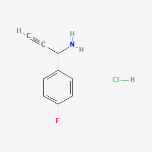 molecular formula C9H9ClFN B2529546 1-(4-Fluorophenyl)prop-2-yn-1-amine;hydrochloride CAS No. 2287285-24-7