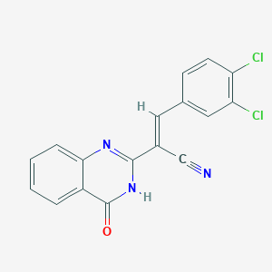 molecular formula C17H9Cl2N3O B2529560 (E)-3-(3,4-dichlorophenyl)-2-(4-oxo-3,4-dihydroquinazolin-2-yl)acrylonitrile CAS No. 620583-60-0