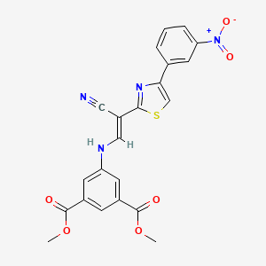 molecular formula C22H16N4O6S B2529561 (E)-dimethyl 5-((2-cyano-2-(4-(3-nitrophenyl)thiazol-2-yl)vinyl)amino)isophthalate CAS No. 799772-09-1