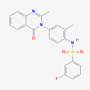 molecular formula C22H18FN3O3S B2529562 3-fluoro-N-(2-methyl-4-(2-methyl-4-oxoquinazolin-3(4H)-yl)phenyl)benzenesulfonamide CAS No. 898456-09-2