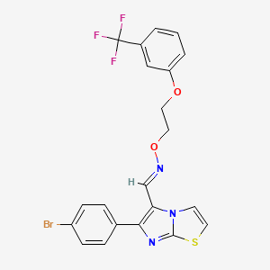 molecular formula C21H15BrF3N3O2S B2529566 6-(4-bromophenyl)imidazo[2,1-b][1,3]thiazole-5-carbaldehyde O-{2-[3-(trifluoromethyl)phenoxy]ethyl}oxime CAS No. 691887-91-9