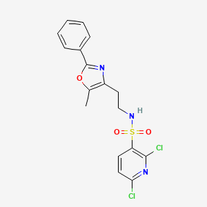 molecular formula C17H15Cl2N3O3S B2529575 2,6-dichloro-N-[2-(5-methyl-2-phenyl-1,3-oxazol-4-yl)ethyl]pyridine-3-sulfonamide CAS No. 1259205-14-5