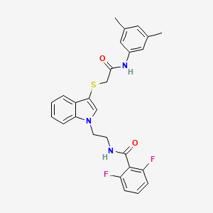 N-(2-(3-((2-((3,5-dimethylphenyl)amino)-2-oxoethyl)thio)-1H-indol-1-yl)ethyl)-2,6-difluorobenzamide