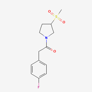 molecular formula C13H16FNO3S B2529588 2-(4-氟苯基)-1-(3-(甲基磺酰基)吡咯烷-1-基)乙酮 CAS No. 1448056-86-7