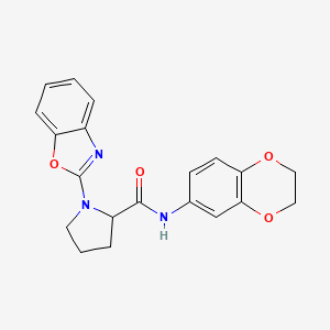 molecular formula C20H19N3O4 B2529595 1-(1,3-benzoxazol-2-yl)-N-(2,3-dihydro-1,4-benzodioxin-6-yl)pyrrolidine-2-carboxamide CAS No. 1796898-26-4
