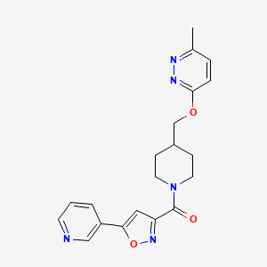 molecular formula C20H21N5O3 B2529607 [4-[(6-Methylpyridazin-3-yl)oxymethyl]piperidin-1-yl]-(5-pyridin-3-yl-1,2-oxazol-3-yl)methanone CAS No. 2380039-95-0