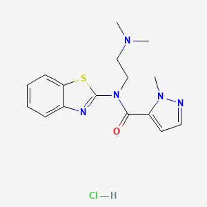 molecular formula C16H20ClN5OS B2529615 N-(benzo[d]thiazol-2-yl)-N-(2-(dimethylamino)ethyl)-1-methyl-1H-pyrazole-5-carboxamide hydrochloride CAS No. 1216531-81-5