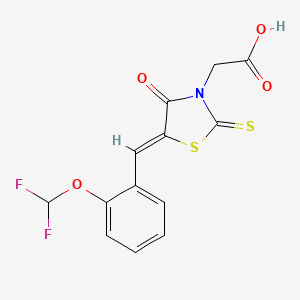 molecular formula C13H9F2NO4S2 B2529622 (Z)-2-(5-(2-(difluoromethoxy)benzylidene)-4-oxo-2-thioxothiazolidin-3-yl)acetic acid CAS No. 734539-46-9