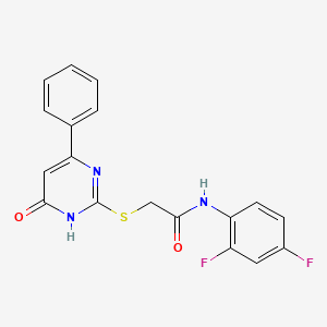 molecular formula C18H13F2N3O2S B2529632 N-(2,4-difluorophenyl)-2-((6-oxo-4-phenyl-1,6-dihydropyrimidin-2-yl)thio)acetamide CAS No. 899755-16-9