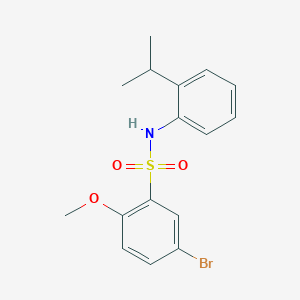 molecular formula C16H18BrNO3S B2529633 5-bromo-2-methoxy-N-(2-propan-2-ylphenyl)benzenesulfonamide CAS No. 1299958-55-6