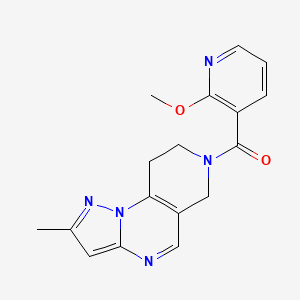 molecular formula C17H17N5O2 B2529639 (2-Methoxypyridin-3-yl)-(4-methyl-2,3,7,11-tetrazatricyclo[7.4.0.02,6]trideca-1(9),3,5,7-tetraen-11-yl)methanone CAS No. 1797560-90-7
