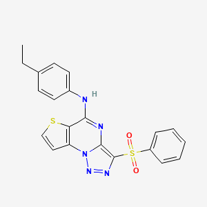 molecular formula C21H17N5O2S2 B2529642 N-(4-乙基苯基)-3-(苯磺酰基)噻吩并[2,3-e][1,2,3]三唑并[1,5-a]嘧啶-5-胺 CAS No. 892731-33-8