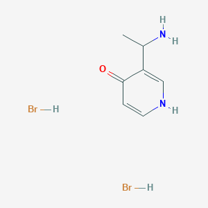 molecular formula C7H12Br2N2O B2529644 3-(1-氨基乙基)-1H-吡啶-4-酮；二氢溴化物 CAS No. 2460757-62-2