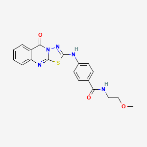 molecular formula C19H17N5O3S B2529647 N-(2-methoxyethyl)-4-((5-oxo-5H-[1,3,4]thiadiazolo[2,3-b]quinazolin-2-yl)amino)benzamide CAS No. 1114627-56-3